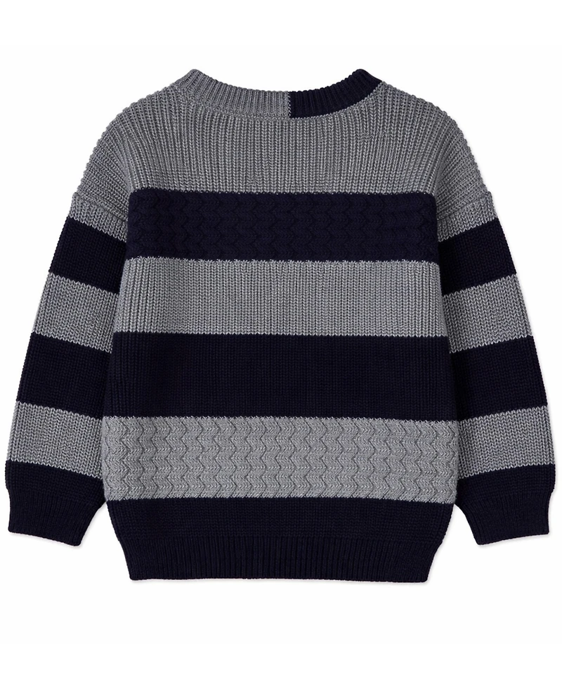 MeMoi Toddler Boys 2-Tone Striped Cotton Rich Knit Pullover Sweater