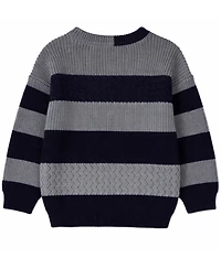 MeMoi Toddler Boys 2-Tone Striped Cotton Rich Knit Pullover Sweater