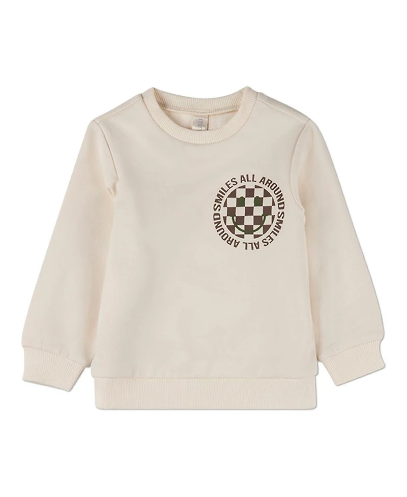 MeMoi Little Boys "Smiles All Around" Cotton-Rich Pullover Crewneck Sweatshirt