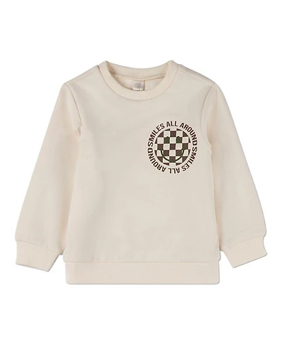 MeMoi Little Boys "Smiles All Around" Cotton-Rich Pullover Crewneck Sweatshirt