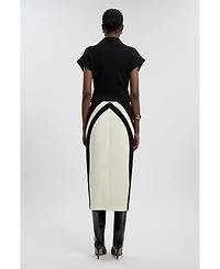 Karen Millen Women's Colour Block Pencil Midi Skirt