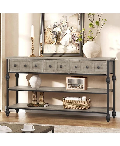 gaomon 53" 3-Tier 3-Drawer Console Sofa Table (Hallway/Living Room
