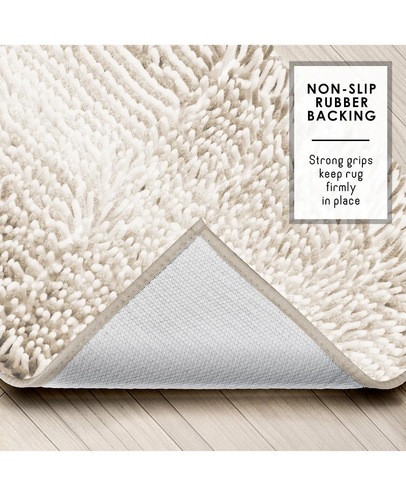 Hearth & Harbor Ultra-Soft Quick-Dry Chenille Bath Rug - Non-Slip Pvc Backing, Machine-Washable