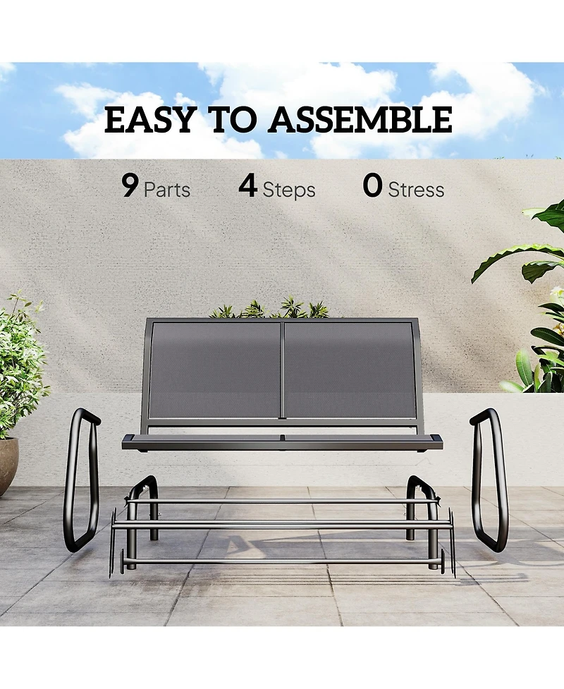 Outsunny 2-Person Patio Glider Bench Rocking Chair Loveseat w/ Armrest