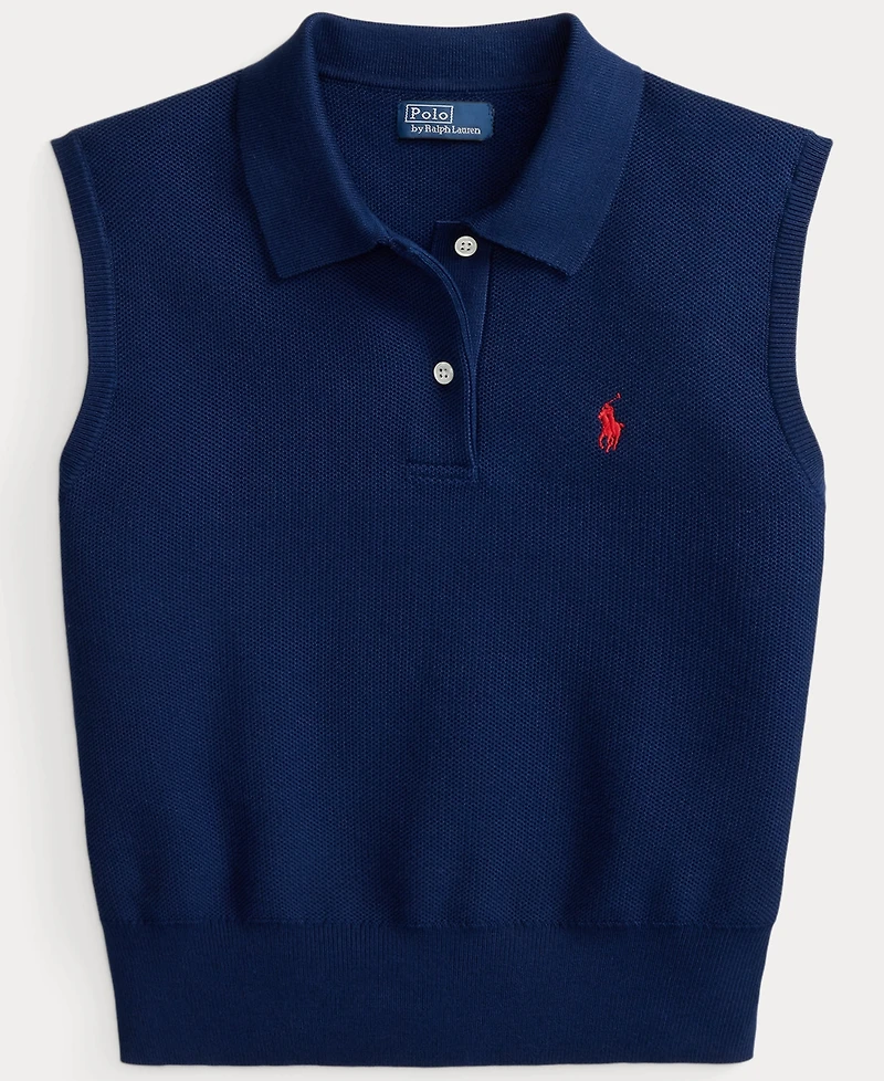 Polo Ralph Lauren Women's Ribbed Collar Sleeveless Sweater
