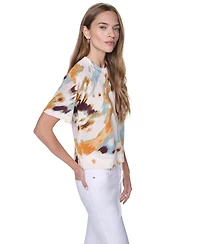 Dkny Women's Printed Short-Sleeve Sweater