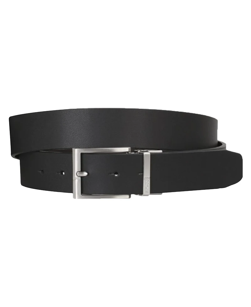 Hugo Boss Men's Silver-Tone Hardware Leather Belt