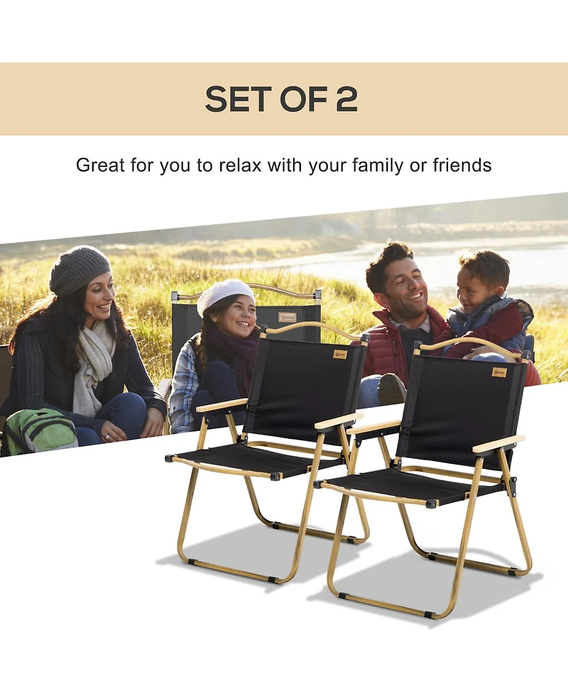 Outsunny Set of 2 Folding Camping Chair, Portable Armchairs