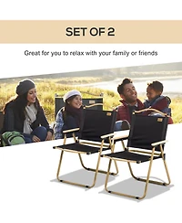 Outsunny Set of 2 Folding Camping Chair, Portable Armchairs