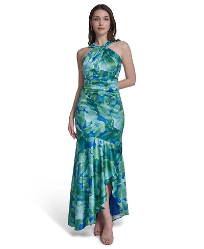 Eliza J Women's Printed Twist Halter Neck Gown