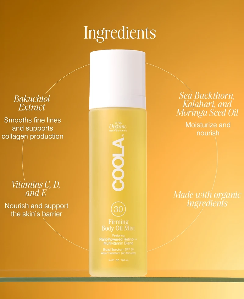 Coola Firming Body Oil Mist Spf 30, 3.4 oz.
