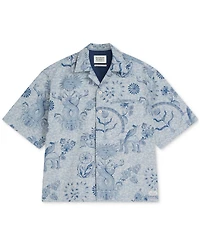 Scotch & Soda Men's Jacquard Spread Collar Short-Sleeve Shirt