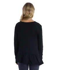 Wilt Clothing Women's Raglan Long Sleeve Asymmetric Peplum