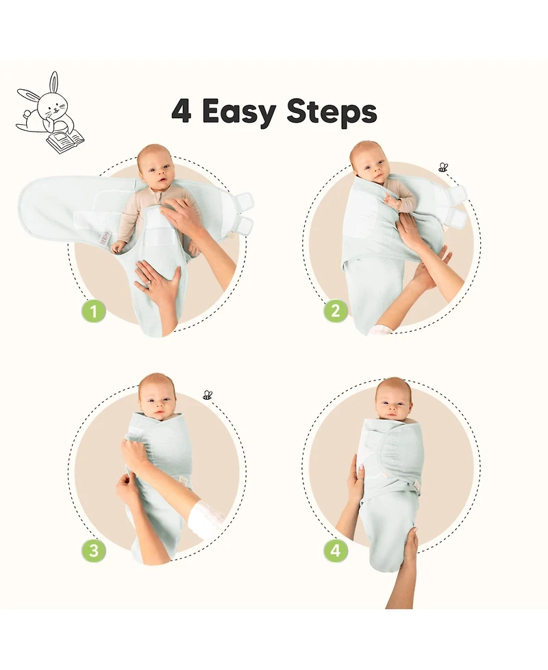 KeaBabies 3pk Soothe Wren Swaddle Sleep Sacks, Newborn Swaddles Wrap 0-3 Months, Soft Baby Wearable Blanket