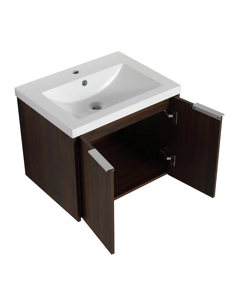 Sillysis Floating Bathroom Vanity with Resin Sink, Modern Plywood Cabinet