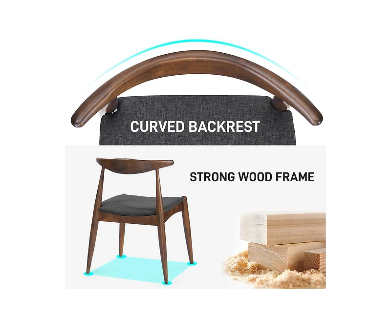 sumyeg Rubberwood Dining Chairs with Ergonomic Backrest and Cushioned Seat Set of 2