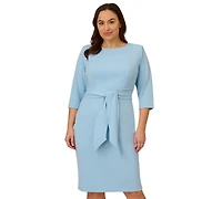 Adrianna Papell Plus Tie-Waist Crewneck Dress