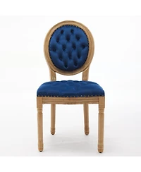 sumyeg French Style Solid Wood Frame Dining Chair with Velvet Upholstery and Nailhead Trim Set of 2