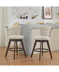 sumyeg 26 Inch Counter Height Swivel Bar Stools with Tufted Back and Upholstered Seat Set of 2
