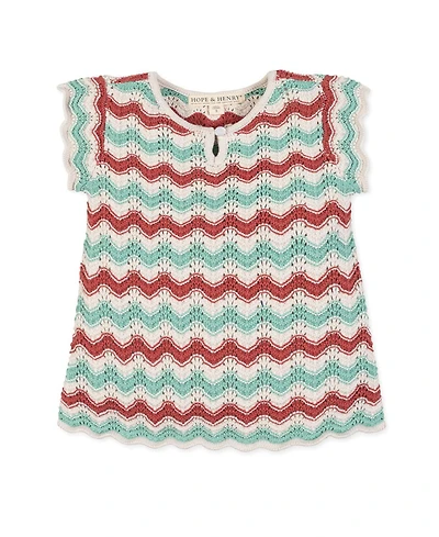 Hope & Henry Girls and Organic Flutter Sleeve Sweater Top