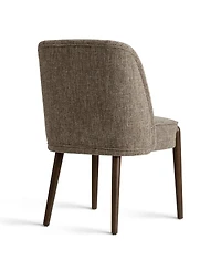 Maison Boucle Soft Fabric Dining Chairs Set of 2, Solid Wood Legs, Thick Seat