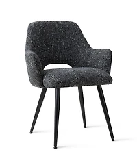 Maison Boucle Set of 2 Upholstered Arm Dining Chairs, Metal Legs, Modern Kitchen