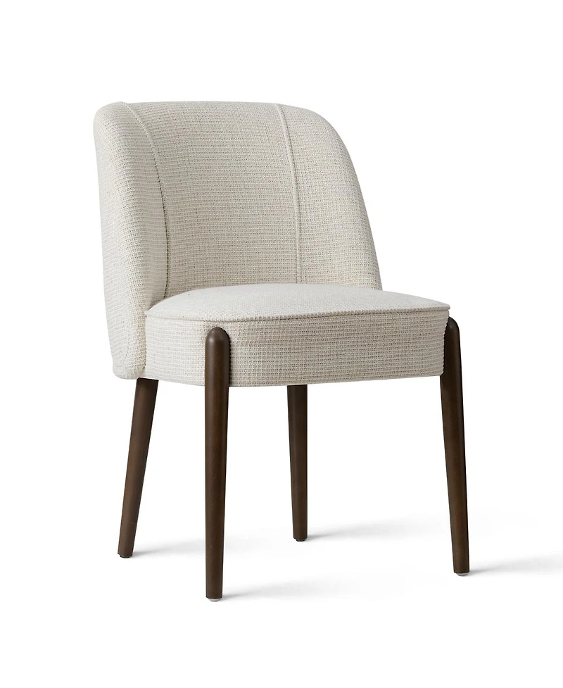 Maison Boucle Soft Fabric Dining Chairs Set of 2, Solid Wood Legs, Thick Seat