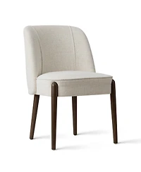 Maison Boucle Soft Fabric Dining Chairs Set of 2, Solid Wood Legs, Thick Seat