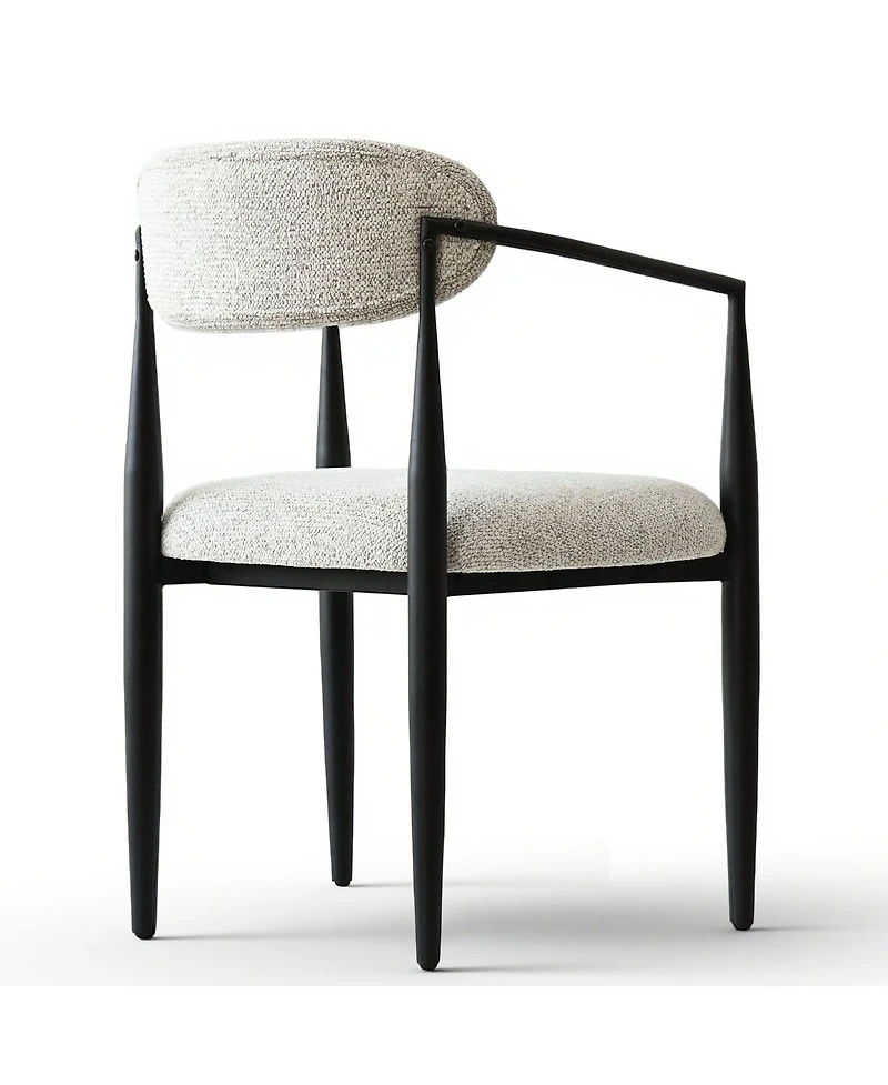 Maison Boucle Wide Upholstered Dining Chairs Set of 2, Metal Legs, Modern Armchair