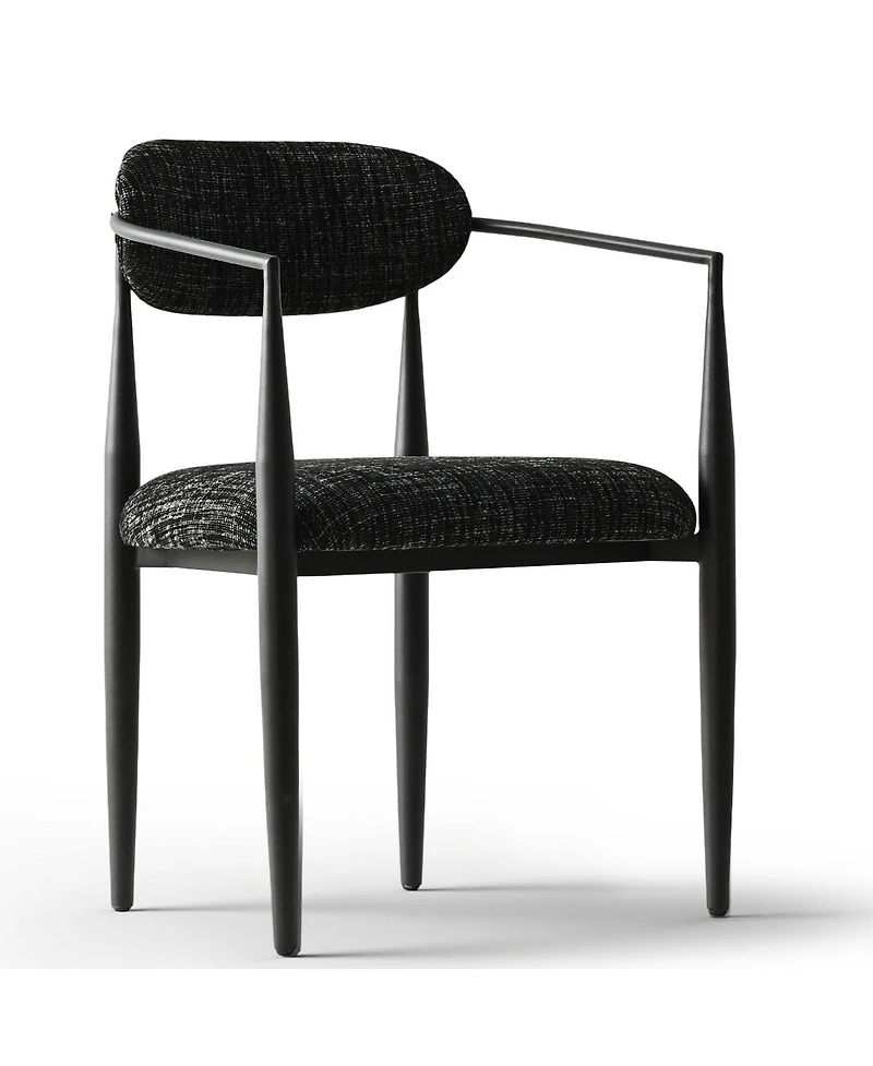 Maison Boucle Wide Upholstered Dining Chairs Set of 2, Metal Legs, Modern Armchair