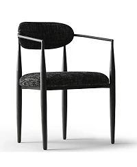 Maison Boucle Wide Upholstered Dining Chairs Set of 2, Metal Legs, Modern Armchair