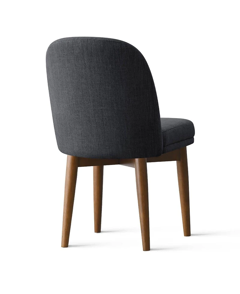 Maison Boucle Linen Blend Upholstered Dining Chairs Set of 2, Walnut Wood Legs
