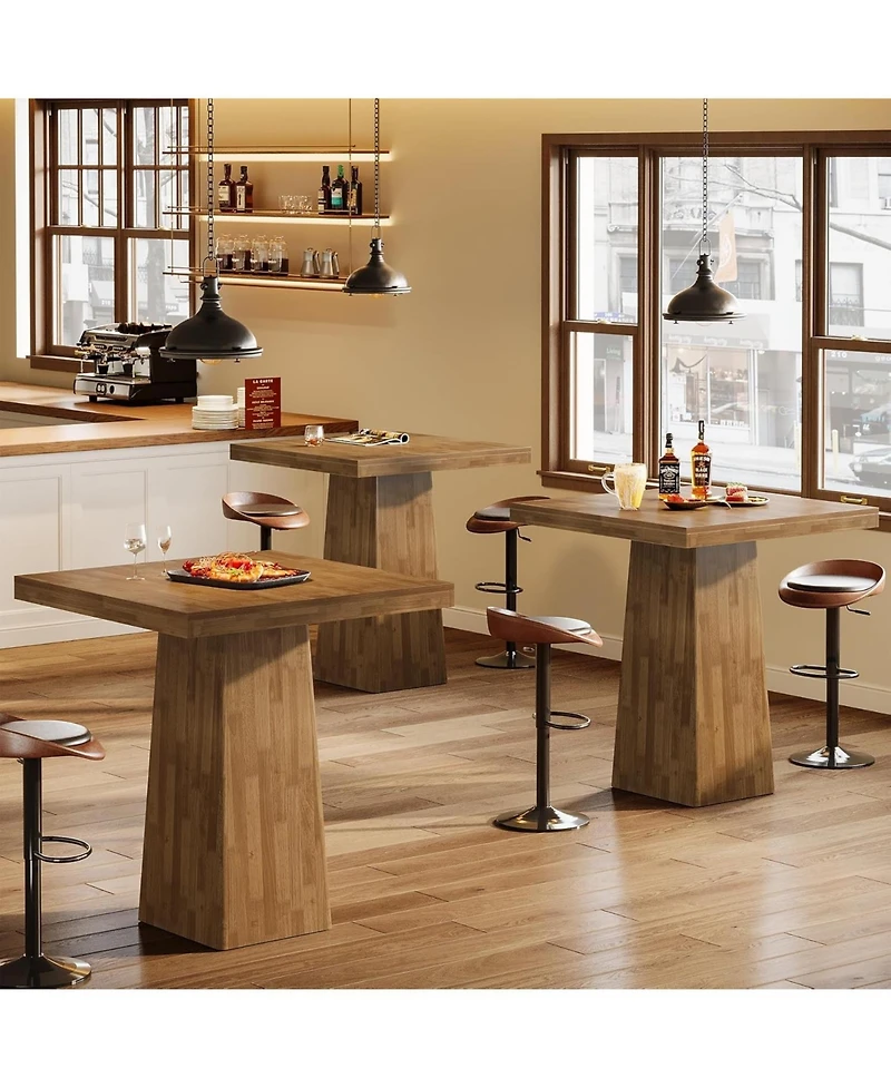 Tribesigns Square Bar Table, 31.5-Inch Small Kitchen Dining Table, Industrial Counter Height Pub Cocktail Furniture Home Bar Unit