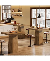 Tribesigns Square Bar Table, 31.5-Inch Small Kitchen Dining Table, Industrial Counter Height Pub Cocktail Furniture Home Bar Unit