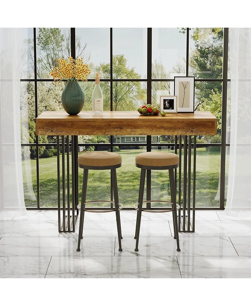 Tribesigns 63" Long Bar Table, 39.37" High Top Pub Table with Metal Frame, Industrial Counter Height Table