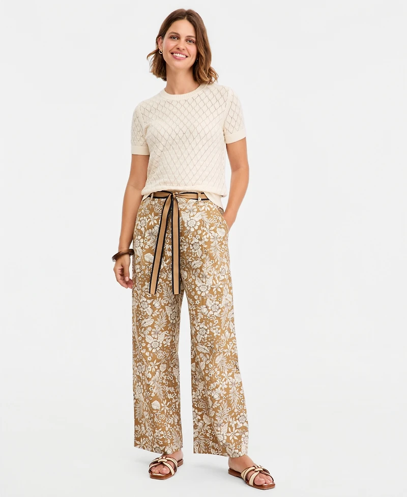Nautica Women's Printed Wide-Leg Chino Pants