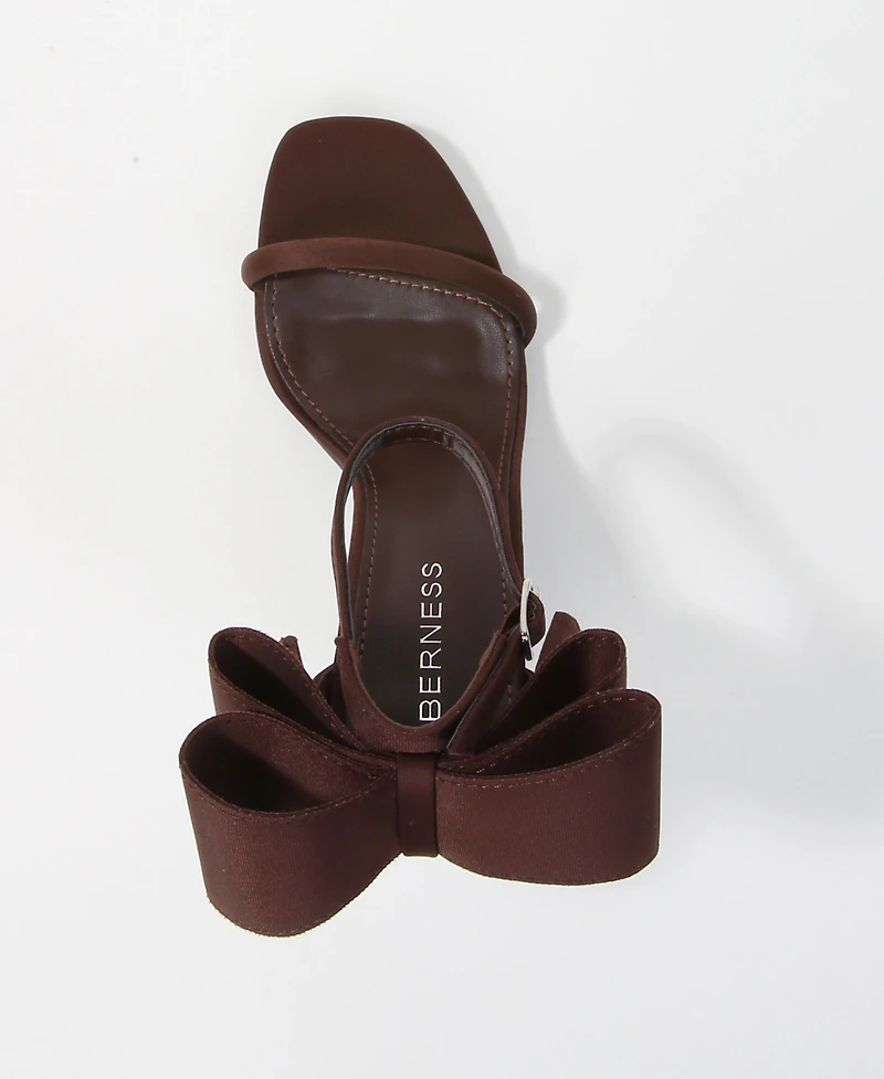 Berness Women's Oversized Bow Ankle Strap Stilettos