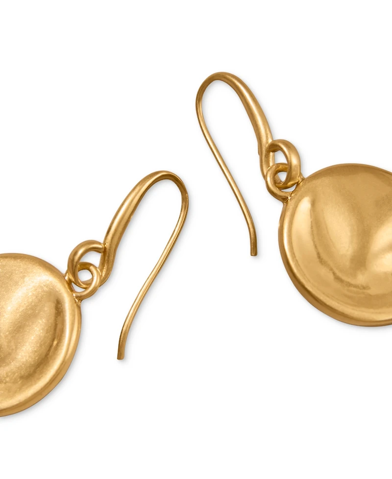 Donna Karan Worn 24k Gold Plated Double Drop Wave Coin Earrings