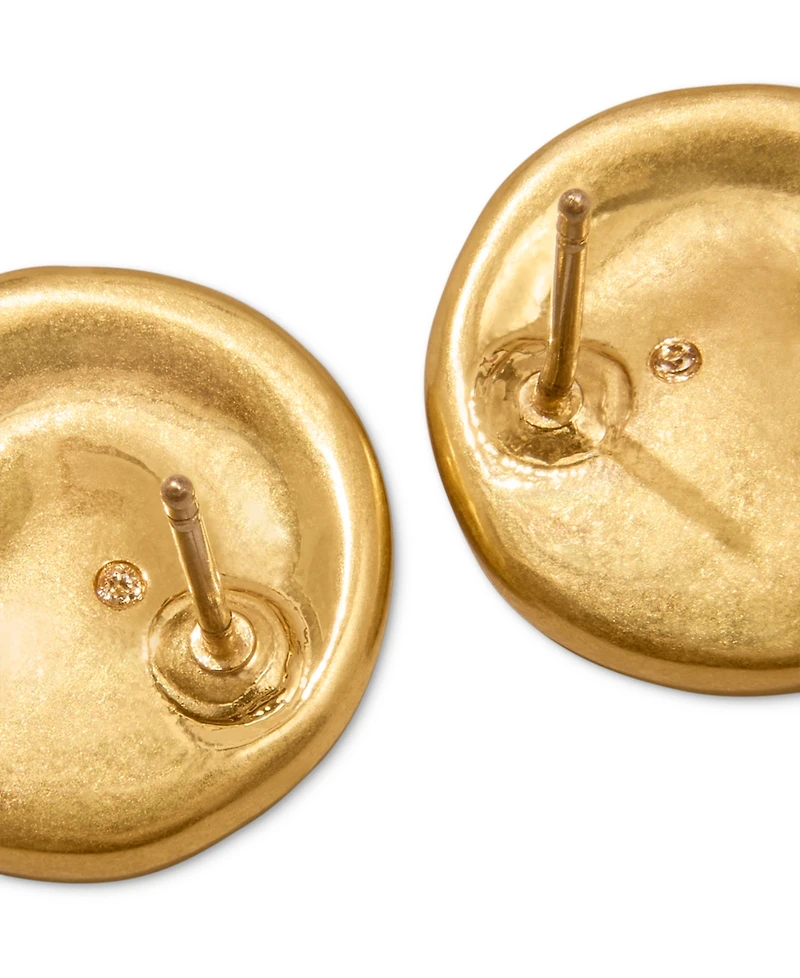 Donna Karan Worn 24k Gold Plated Wave Coin Stud Earrings