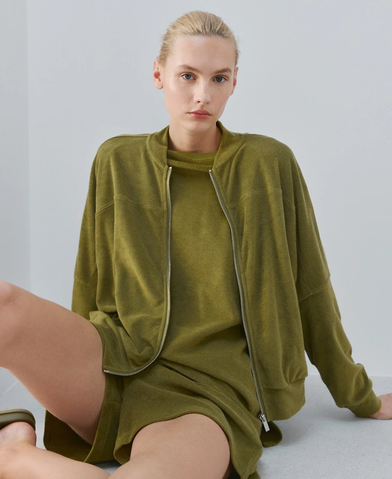 Mango Women's Terry Cotton Cardigan Sweater