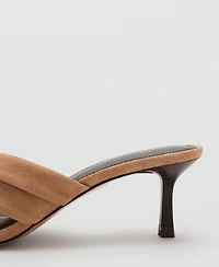 Mango Women's Crossed Straps Suede Leather Sandals