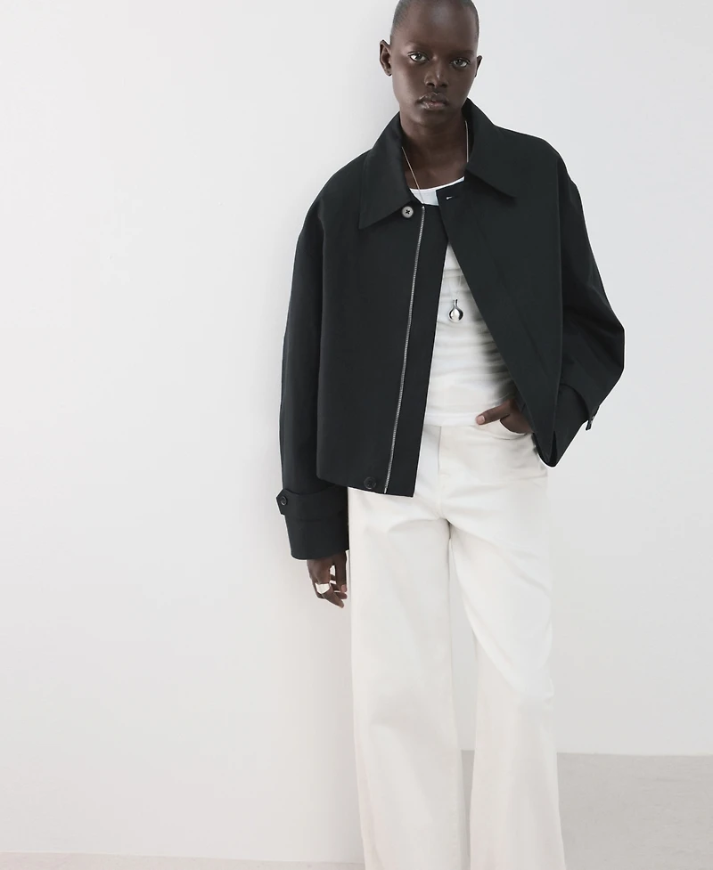 Mango Women's Zipper Cotton Jacket
