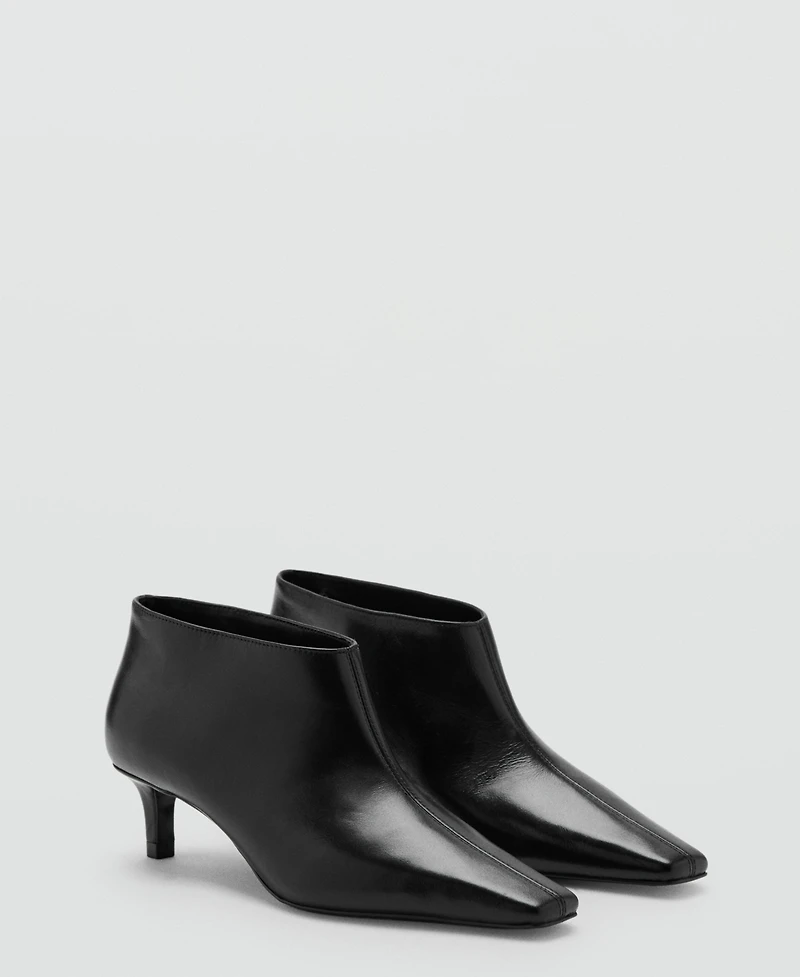 Mango Women's Kitten Heels Leather Boots