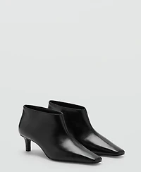 Mango Women's Kitten Heels Leather Boots