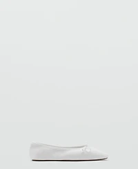 Mango Women's Bow Leather Ballet Flats