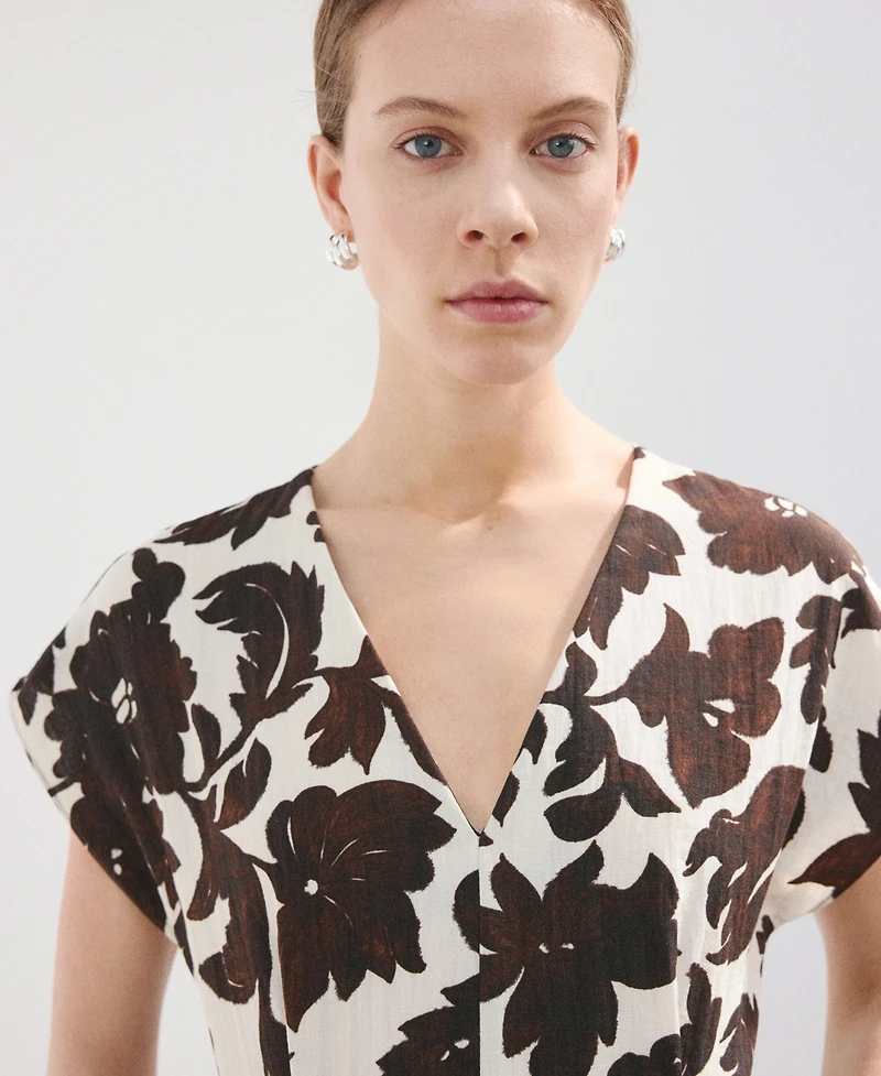 Mango Women's Floral Print Belted Jumpsuit