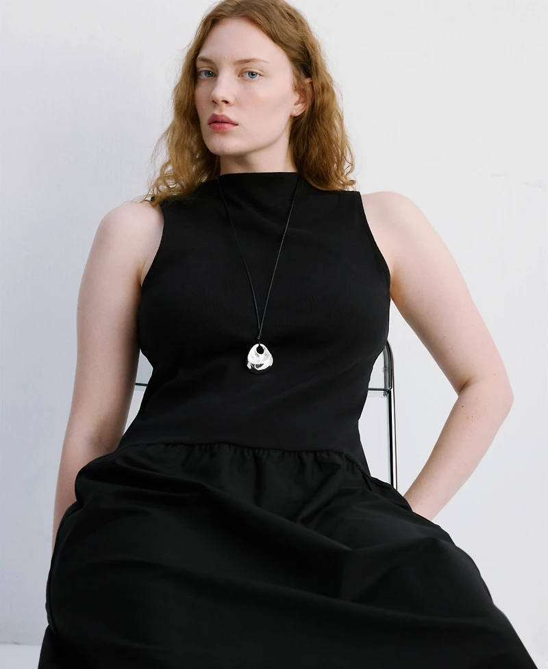 Mango Women's Contrast-Bodice Dress