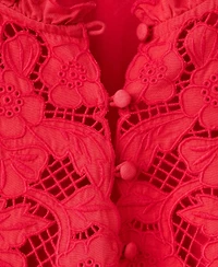 Mango Women's Lace Accents Embroidered Blouse