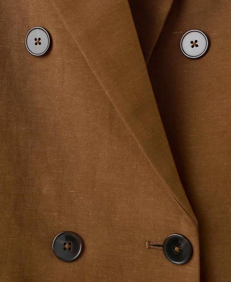 Mango Women's Double-Breasted Linen Suit Blazer