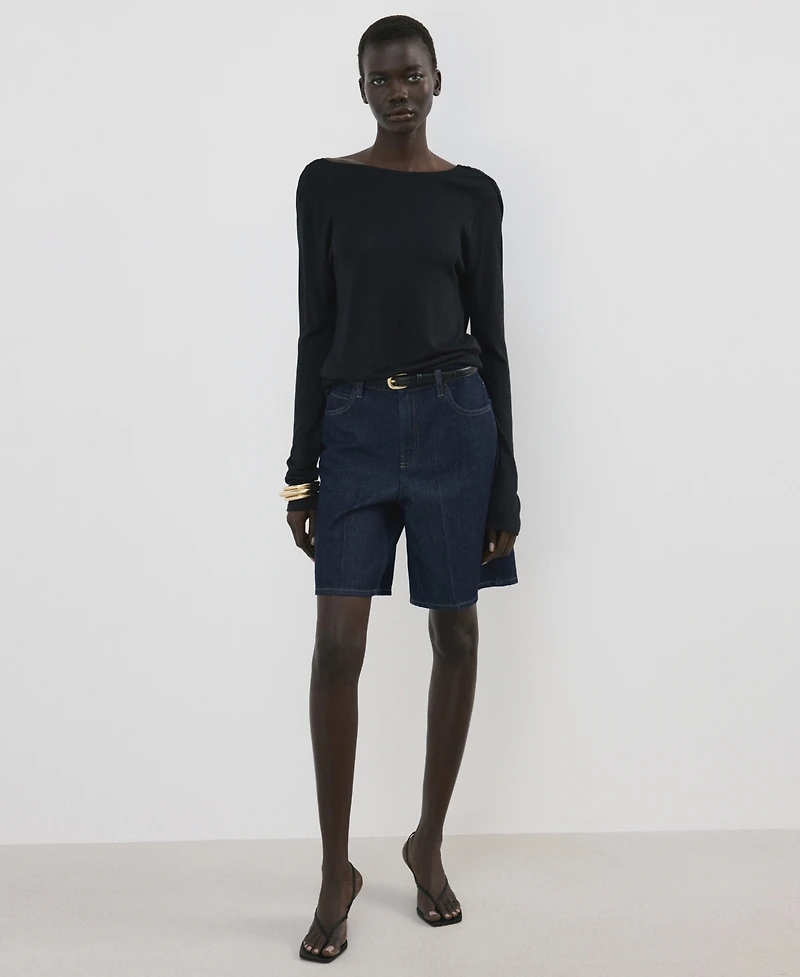 Mango Women's High-Waist Straight-Fit Denim Shorts